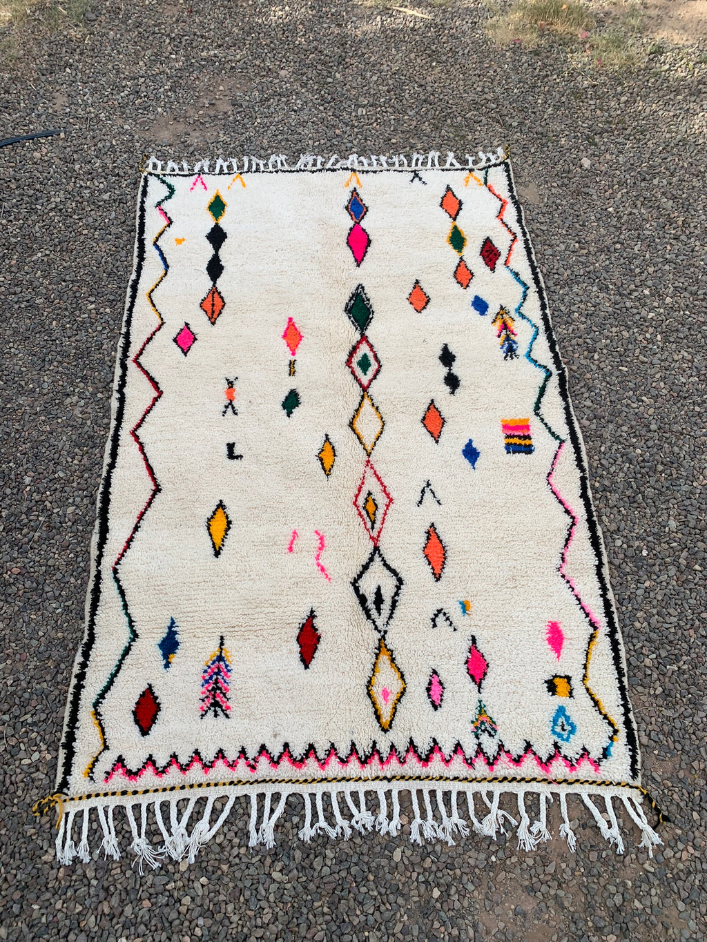 Tapis AZILAL motifs multicolores