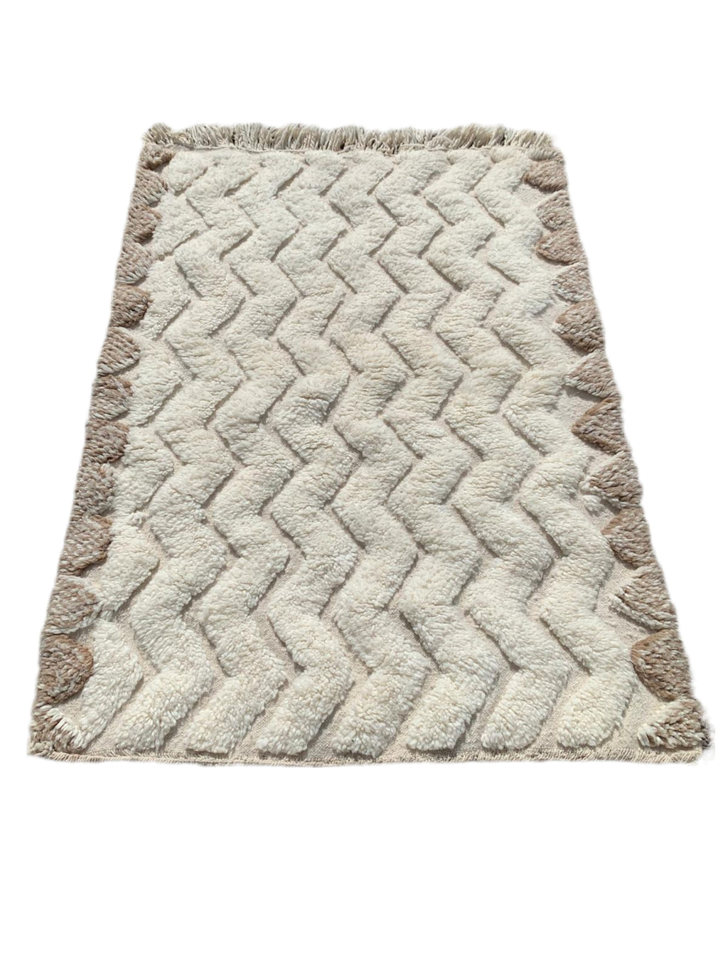 Tapis BENI OUARAIN blanc liserets gris